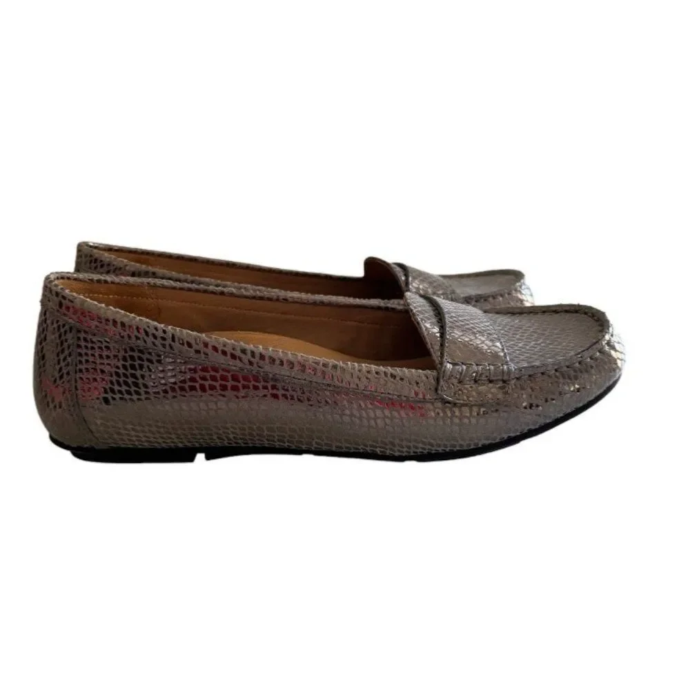 Vionic Chill Larrun Gun Metal Snake Loafers Size 9